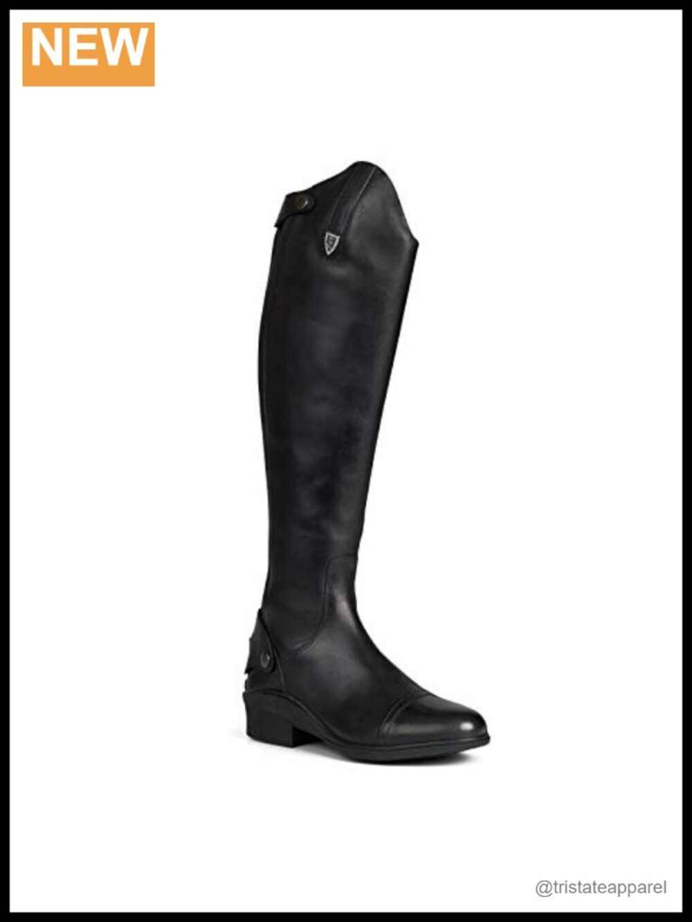 Tall Leather Dress Boots Knee High Crystal Logo Silver Buttons